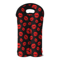 Black And Red Lips Pattern Print Double Neoprene Wine Tote