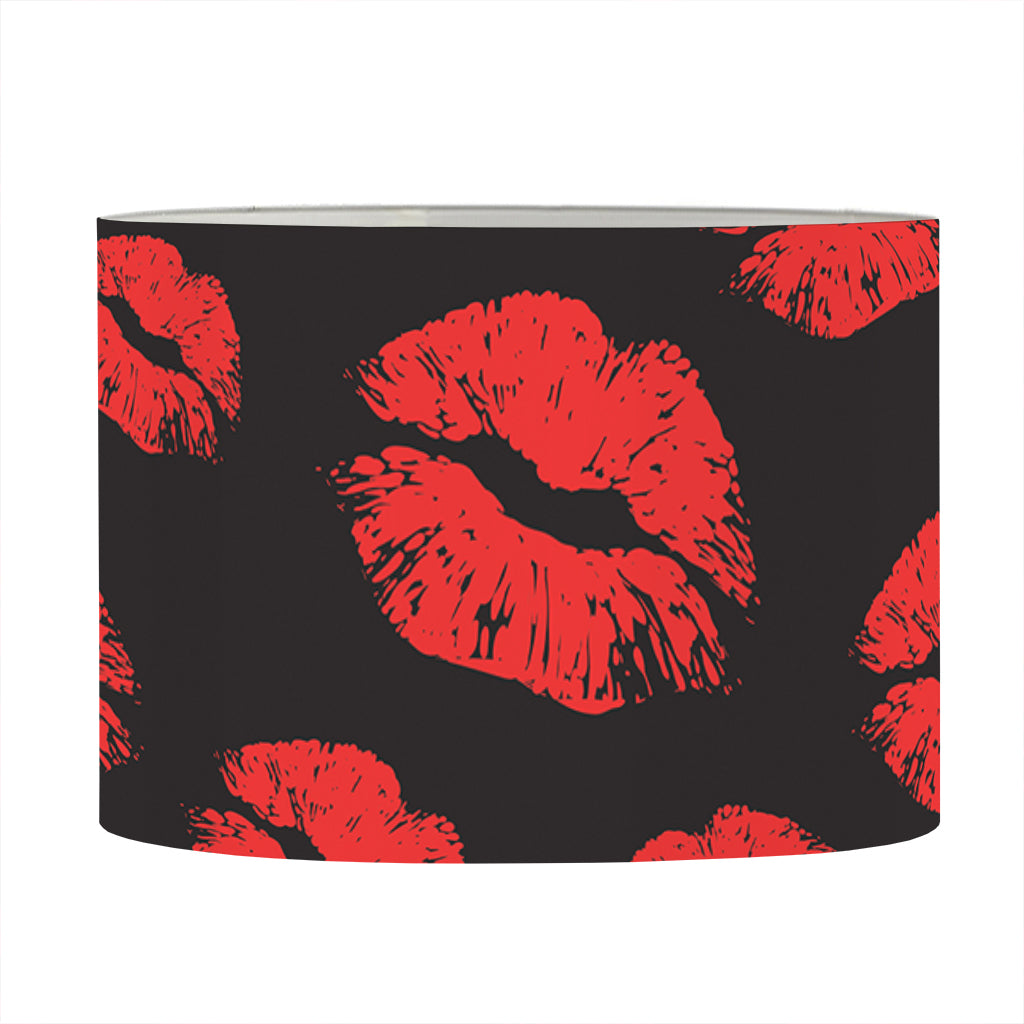 Black And Red Lips Pattern Print Drum Lamp Shade