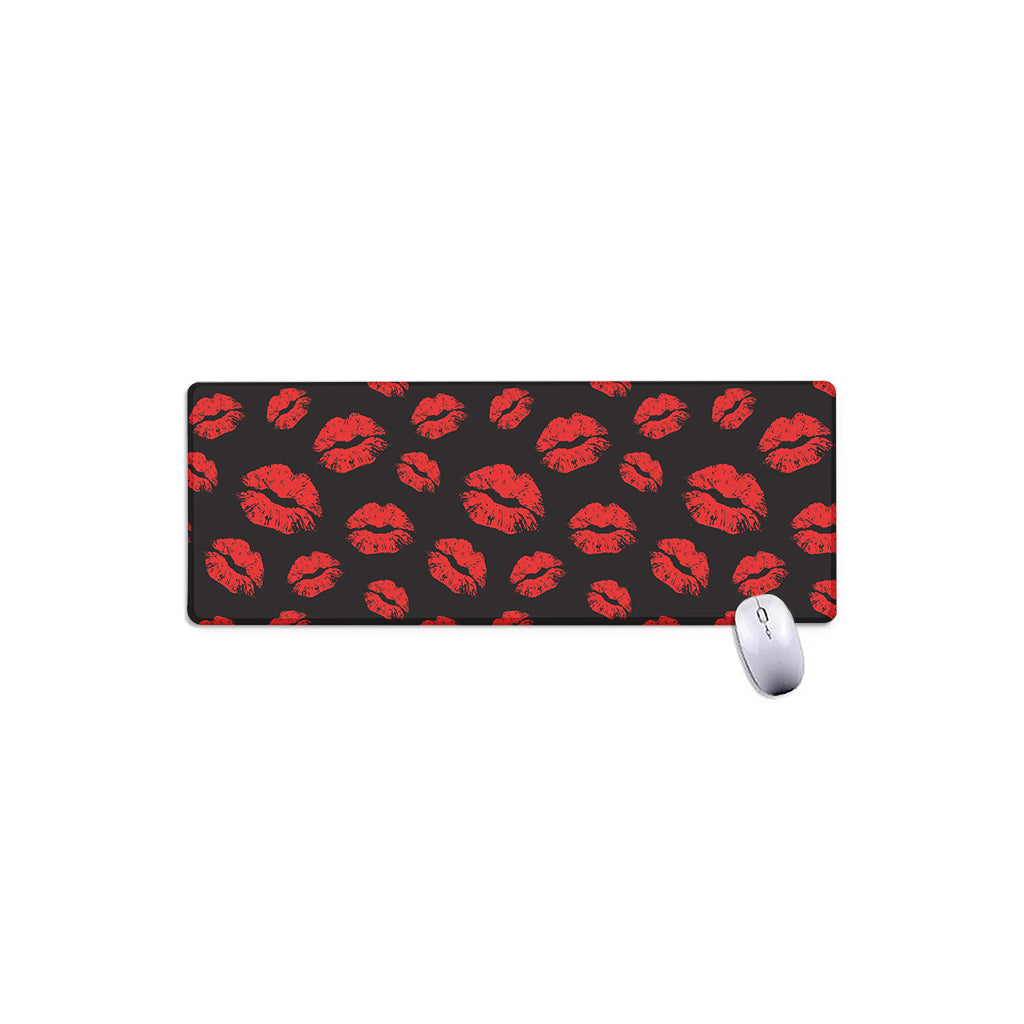 Black And Red Lips Pattern Print Extended Mouse Pad