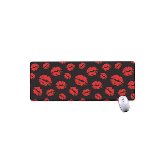 Black And Red Lips Pattern Print Extended Mouse Pad