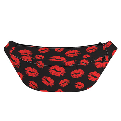 Black And Red Lips Pattern Print Fanny Pack