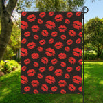 Black And Red Lips Pattern Print Garden Flag