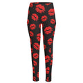 Black And Red Lips Pattern Print High-Waisted Pocket Leggings