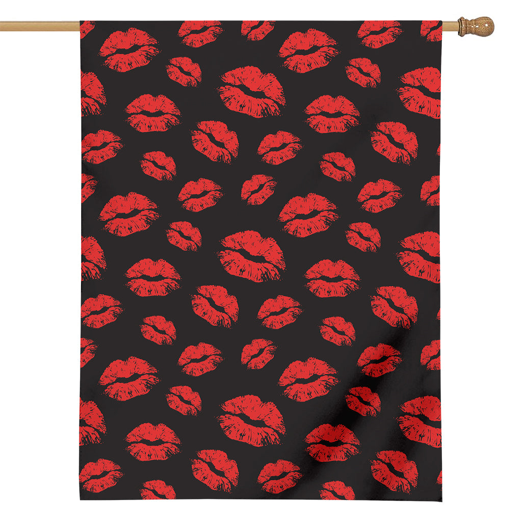 Black And Red Lips Pattern Print House Flag