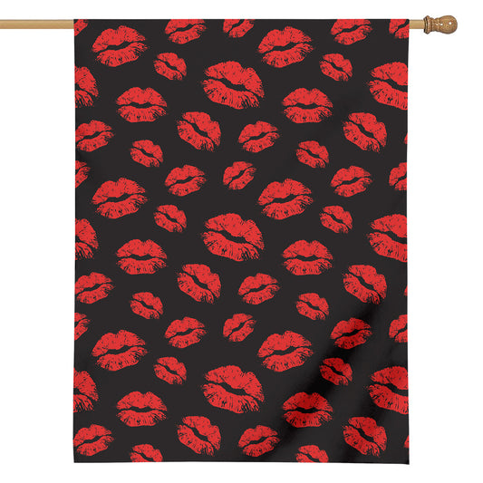 Black And Red Lips Pattern Print House Flag