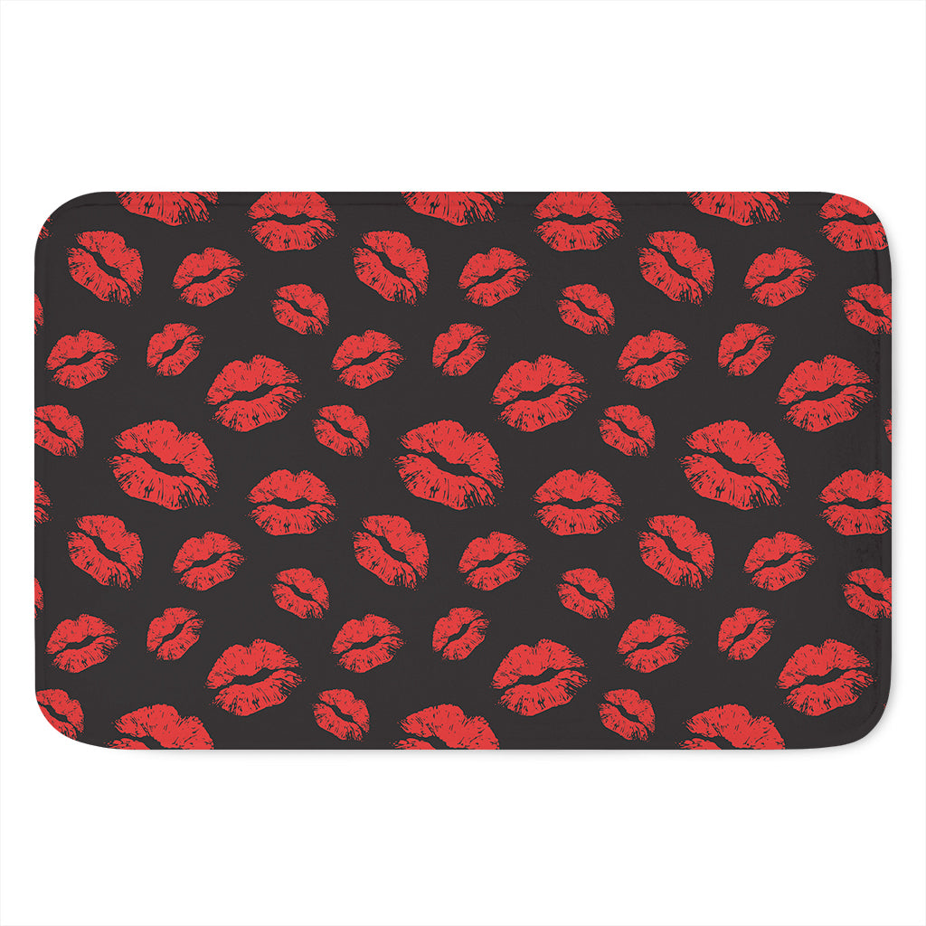 Black And Red Lips Pattern Print Indoor Door Mat