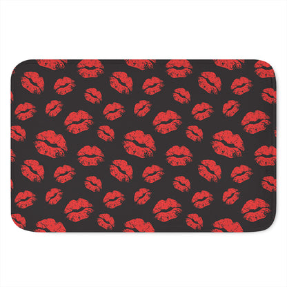 Black And Red Lips Pattern Print Indoor Door Mat