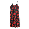 Black And Red Lips Pattern Print Jersey Midi Cami Dress