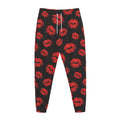 Black And Red Lips Pattern Print Jogger Pants