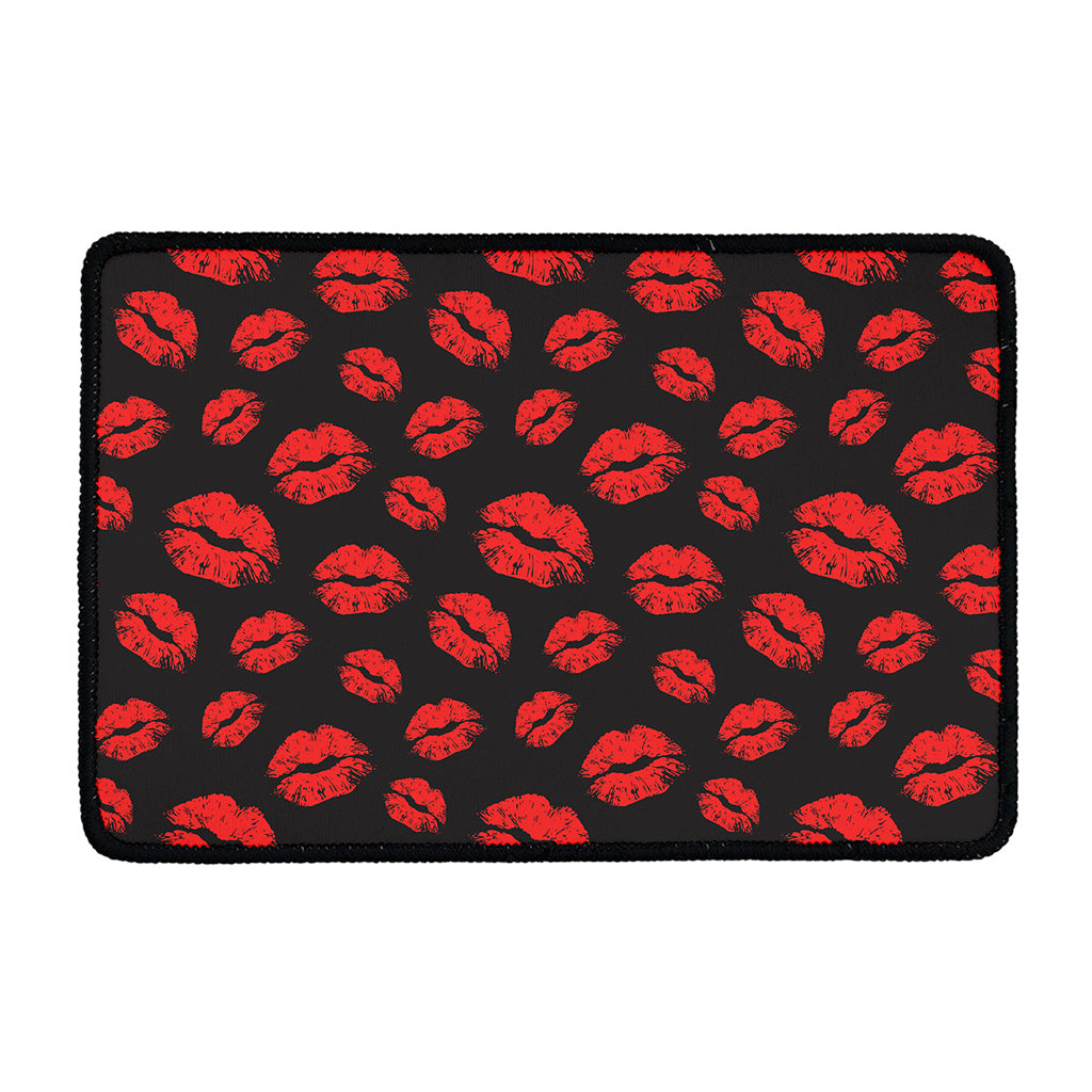 Black And Red Lips Pattern Print Kitchen Mat