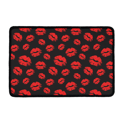 Black And Red Lips Pattern Print Kitchen Mat