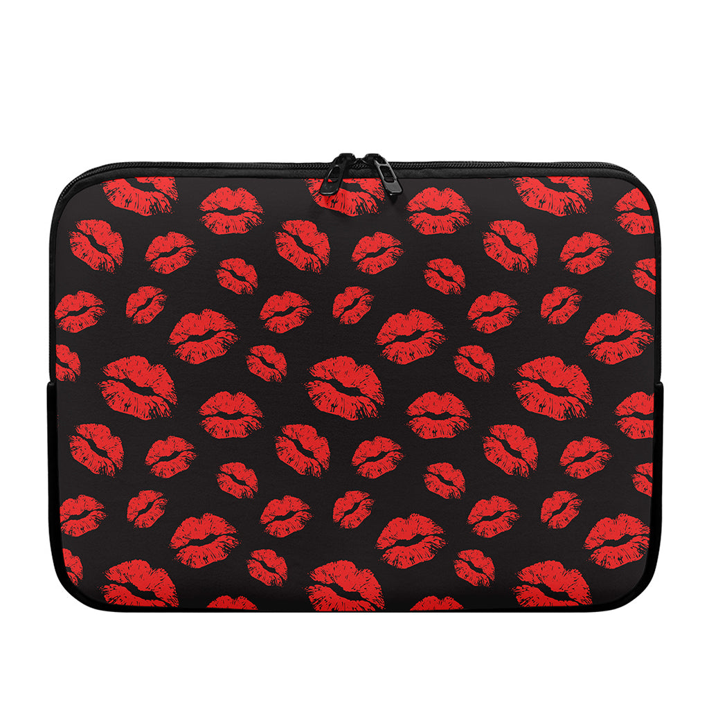 Black And Red Lips Pattern Print Laptop Sleeve