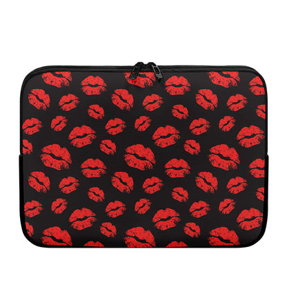 Black And Red Lips Pattern Print Laptop Sleeve