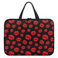 Black And Red Lips Pattern Print Laptop Sleeve With Handle