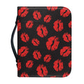 Black And Red Lips Pattern Print Leather Bible Cover