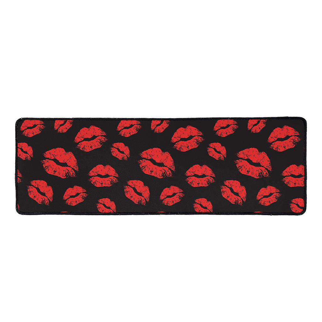 Black And Red Lips Pattern Print Long Kitchen Mat