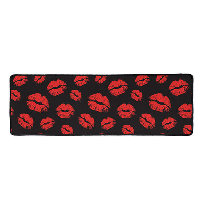 Black And Red Lips Pattern Print Long Kitchen Mat
