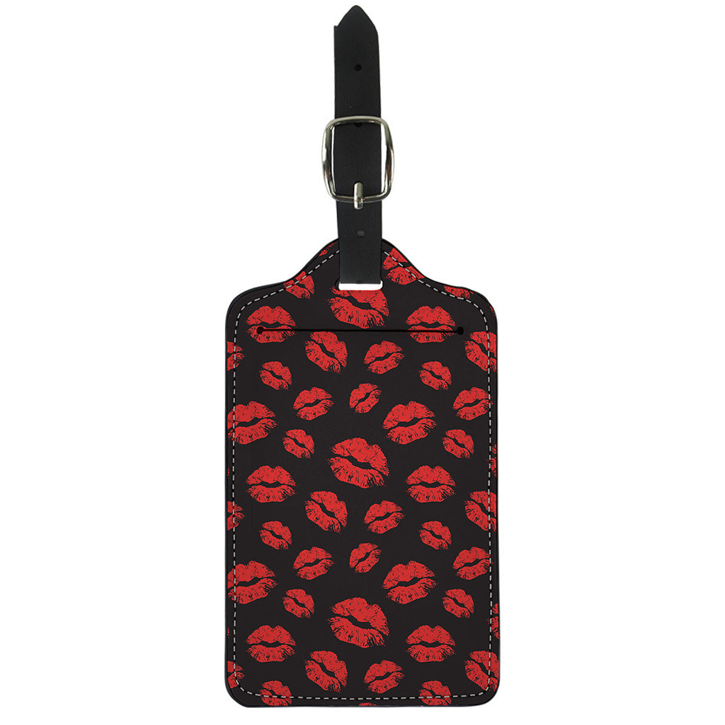 Black And Red Lips Pattern Print Luggage Tag