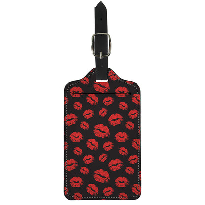 Black And Red Lips Pattern Print Luggage Tag