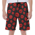 Black And Red Lips Pattern Print Men's Beach Shorts