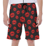 Black And Red Lips Pattern Print Men's Beach Shorts