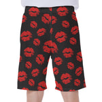 Black And Red Lips Pattern Print Men's Beach Shorts