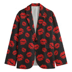 Black And Red Lips Pattern Print Men's Blazer