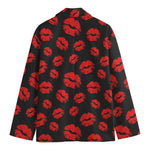 Black And Red Lips Pattern Print Men's Blazer