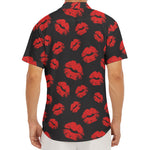 Black And Red Lips Pattern Print Men's Deep V-Neck Shirt