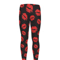 Black And Red Lips Pattern Print Men's Leggings
