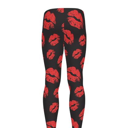 Black And Red Lips Pattern Print Men's leggings