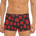 Black And Red Lips Pattern Print Men's Short Boxer Briefs