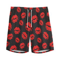 Black And Red Lips Pattern Print Men's Athletic Shorts