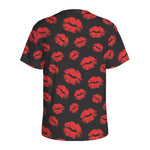 Black And Red Lips Pattern Print Men's Sports T-Shirt
