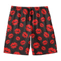 Black And Red Lips Pattern Print Men's Swim Trunks