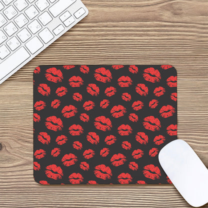 Black And Red Lips Pattern Print Mouse Pad