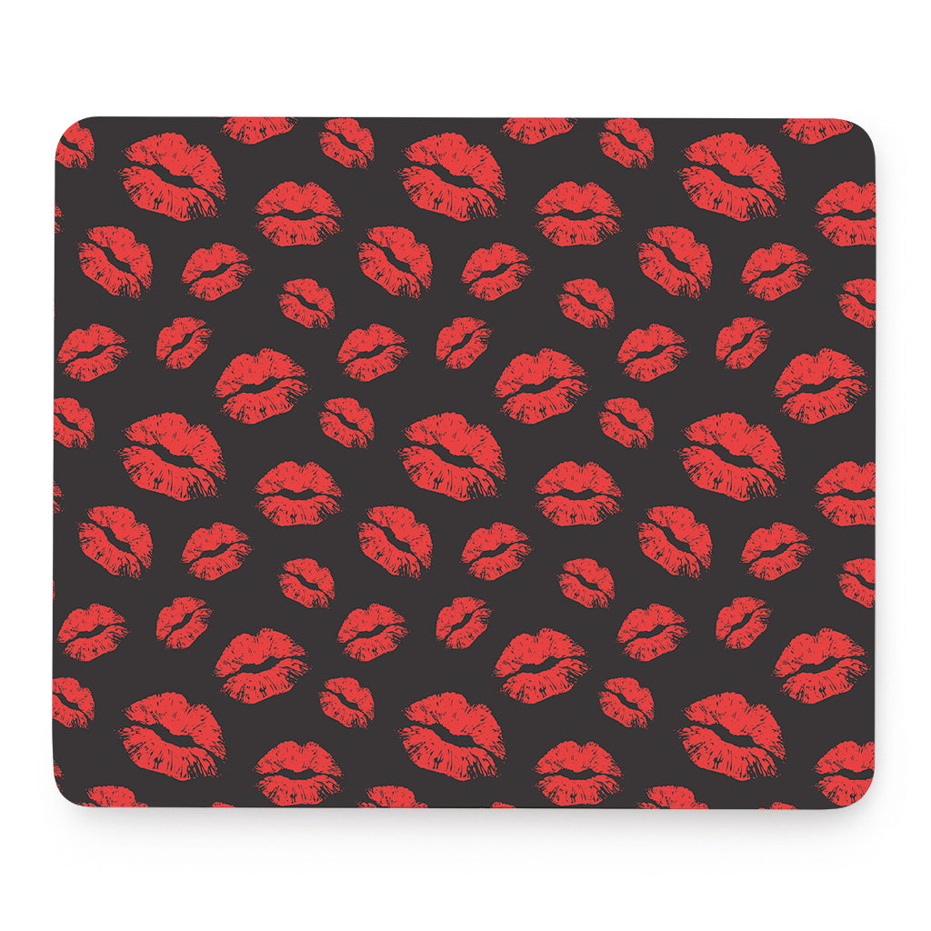 Black And Red Lips Pattern Print Mouse Pad