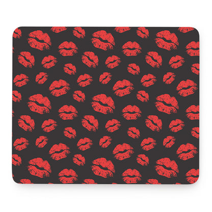 Black And Red Lips Pattern Print Mouse Pad