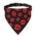 Black And Red Lips Pattern Print Over The Collar Dog Bandana