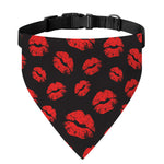Black And Red Lips Pattern Print Over The Collar Dog Bandana