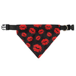 Black And Red Lips Pattern Print Over The Collar Dog Bandana