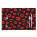 Black And Red Lips Pattern Print Placemat