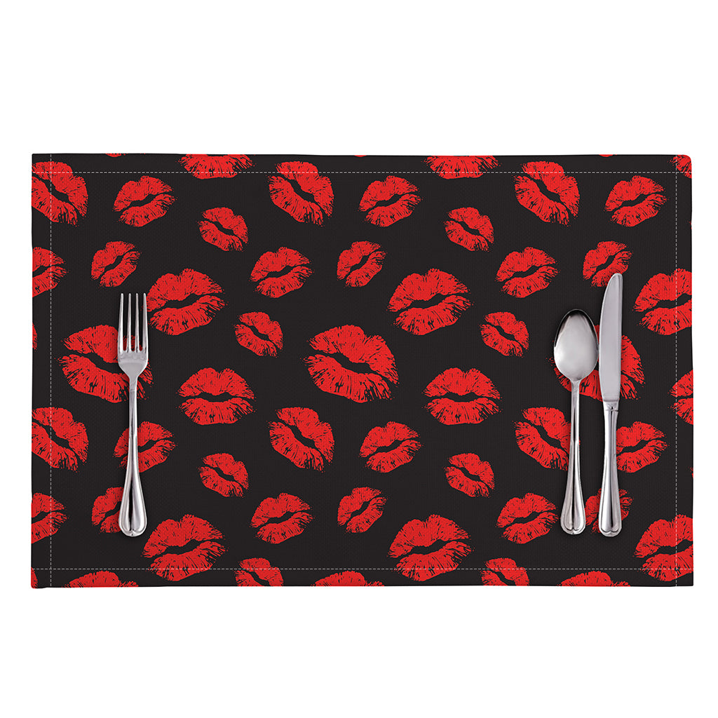 Black And Red Lips Pattern Print Placemat
