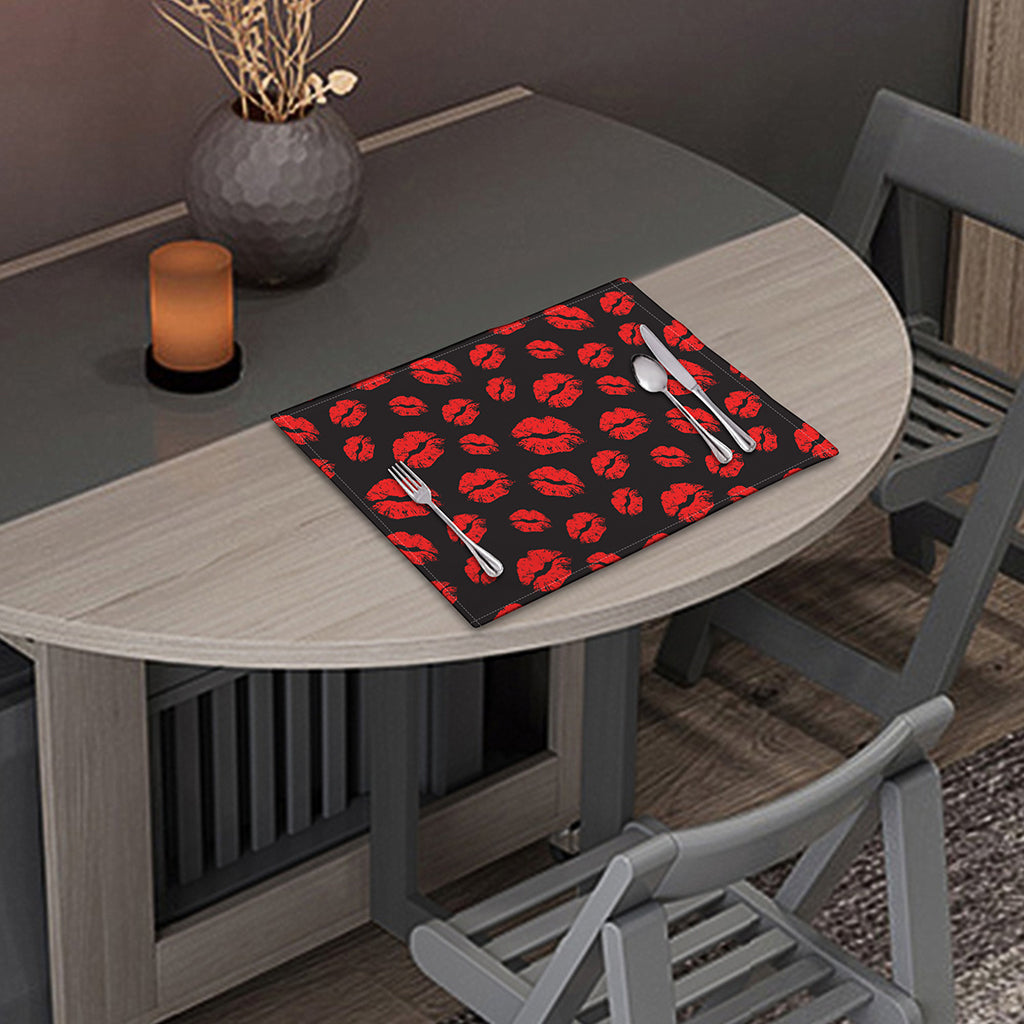Black And Red Lips Pattern Print Placemat