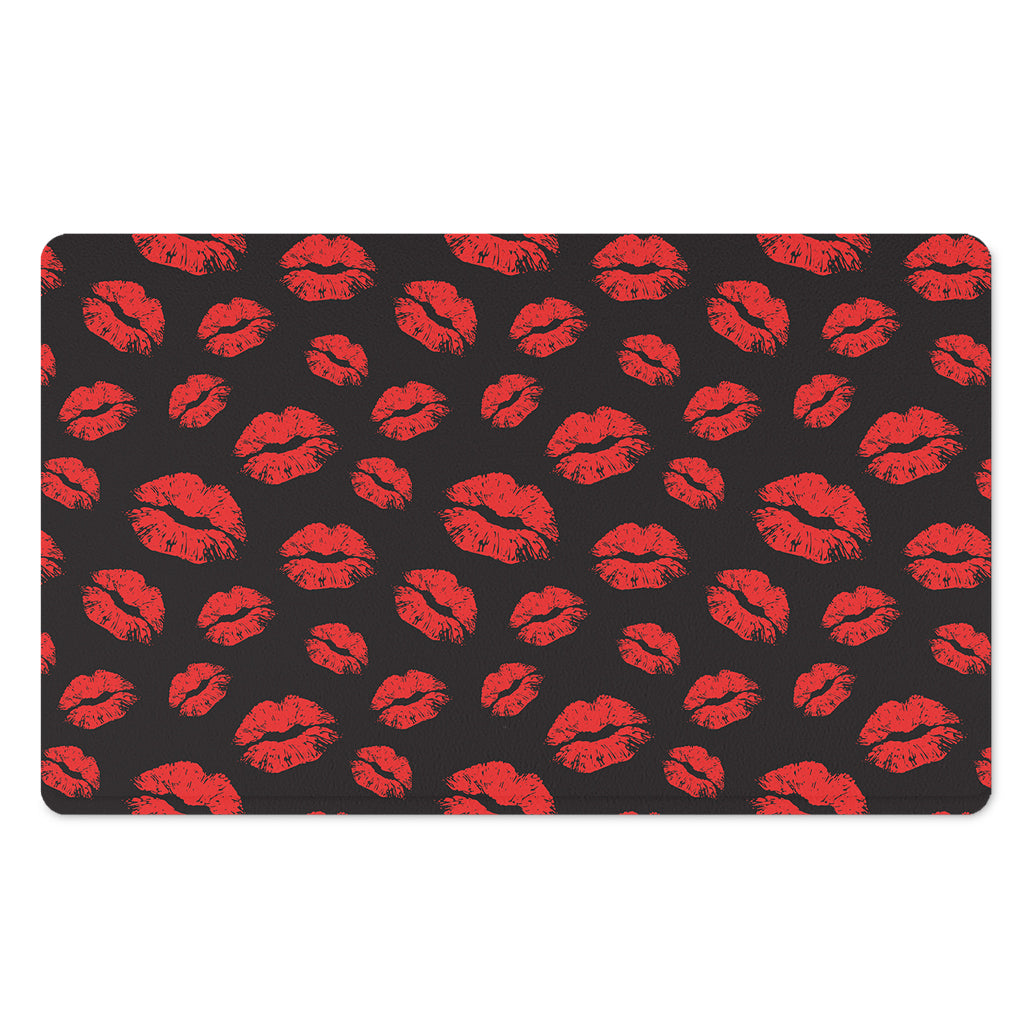 Black And Red Lips Pattern Print Polyester Doormat