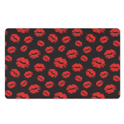 Black And Red Lips Pattern Print Polyester Doormat