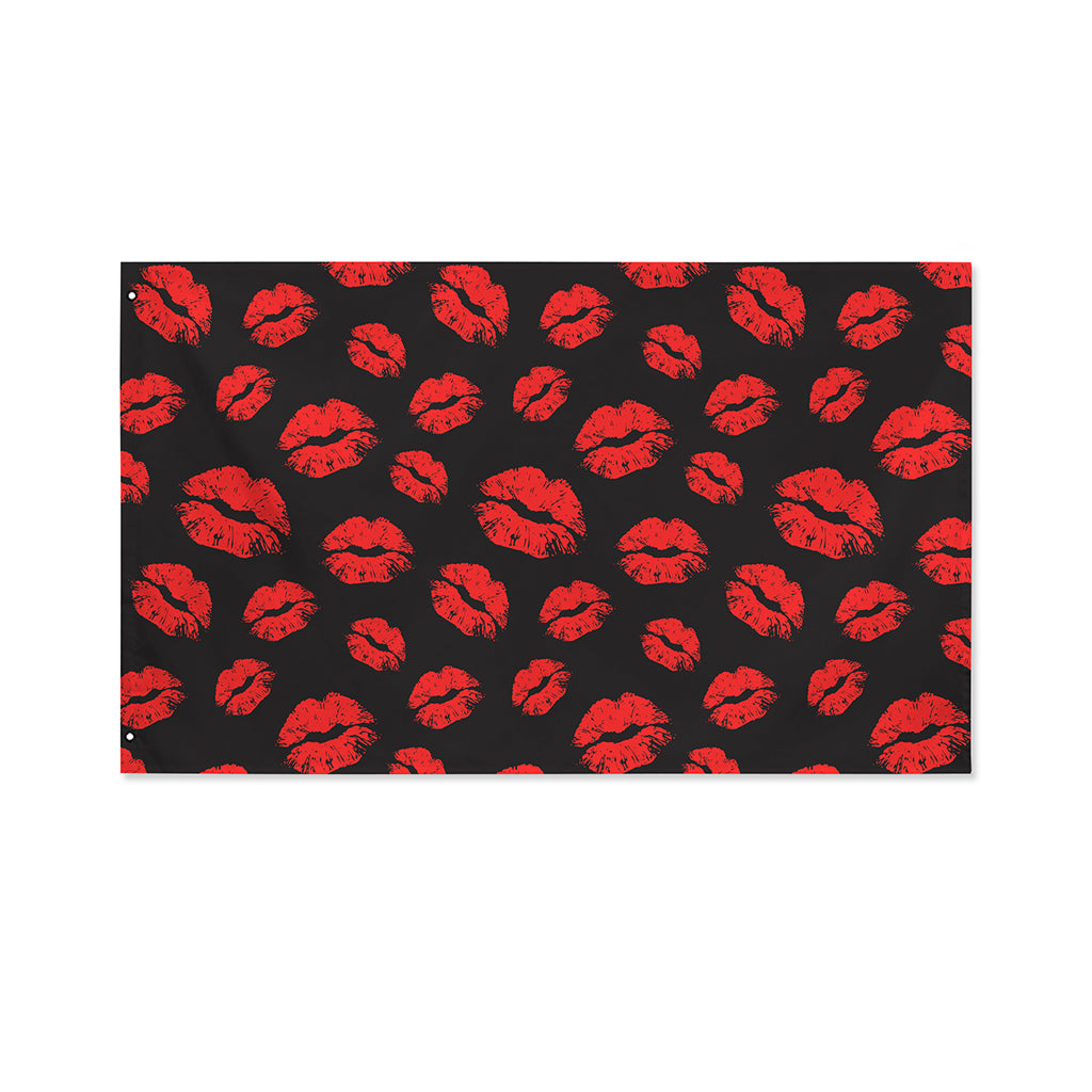 Black And Red Lips Pattern Print Polyester Flag