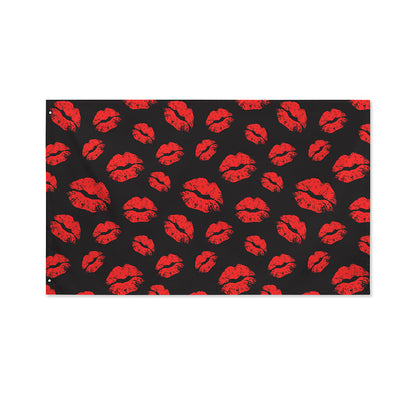 Black And Red Lips Pattern Print Polyester Flag
