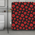 Black And Red Lips Pattern Print Polyester Shower Curtain
