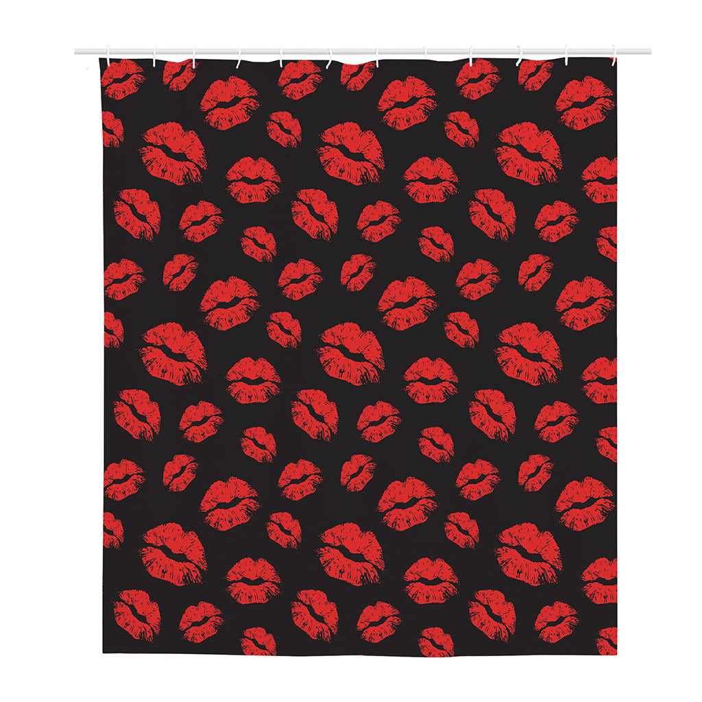 Black And Red Lips Pattern Print Polyester Shower Curtain